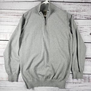 LL Bean Men's Cashmere Blend 1/4 Zip Sweater Gray Size Large Tall Warm Outdoors